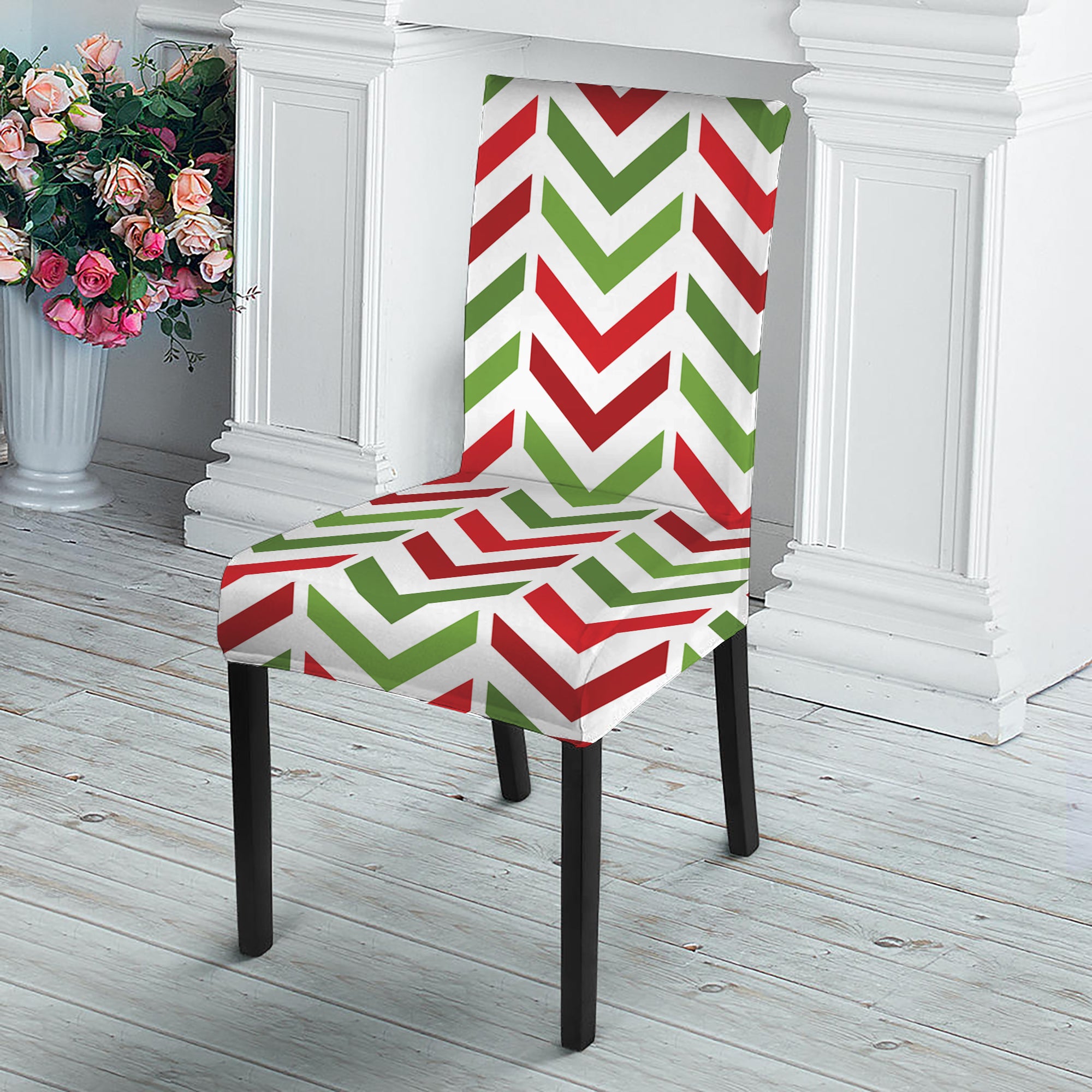 Zigzag Merry Christmas Pattern Print Dining Chair Slipcover