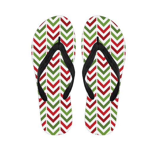 Zigzag Merry Christmas Pattern Print Flip Flops