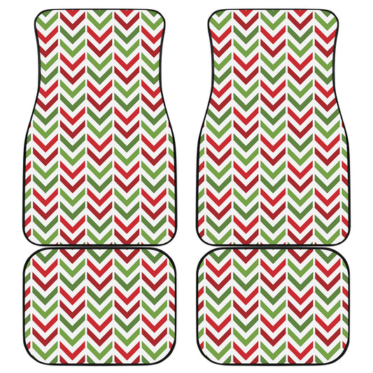Zigzag Merry Christmas Pattern Print Front and Back Car Floor Mats