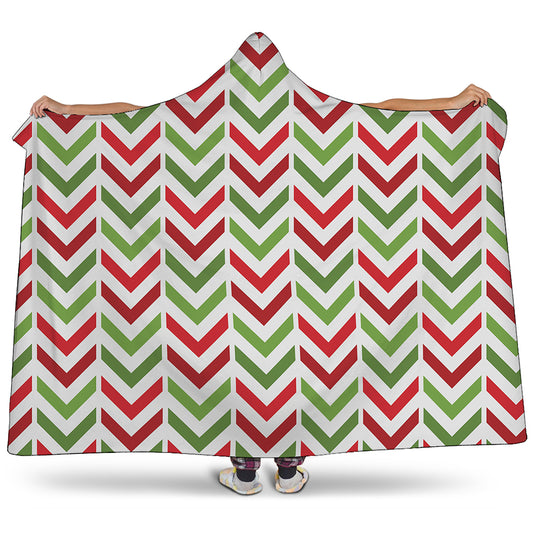 Zigzag Merry Christmas Pattern Print Hooded Blanket