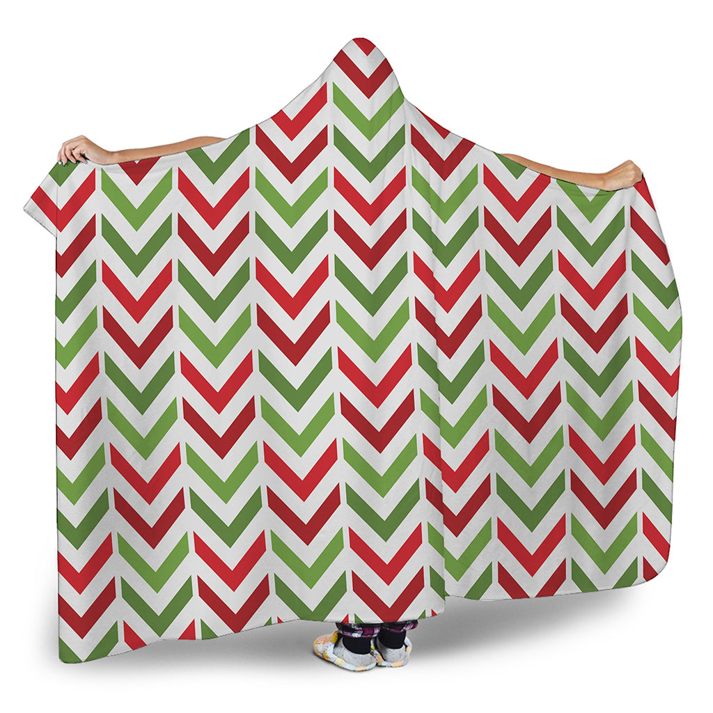 Zigzag Merry Christmas Pattern Print Hooded Blanket