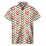 Zigzag Merry Christmas Pattern Print Men's Short Sleeve Shirt