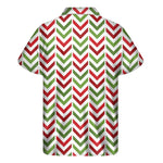 Zigzag Merry Christmas Pattern Print Men's Short Sleeve Shirt