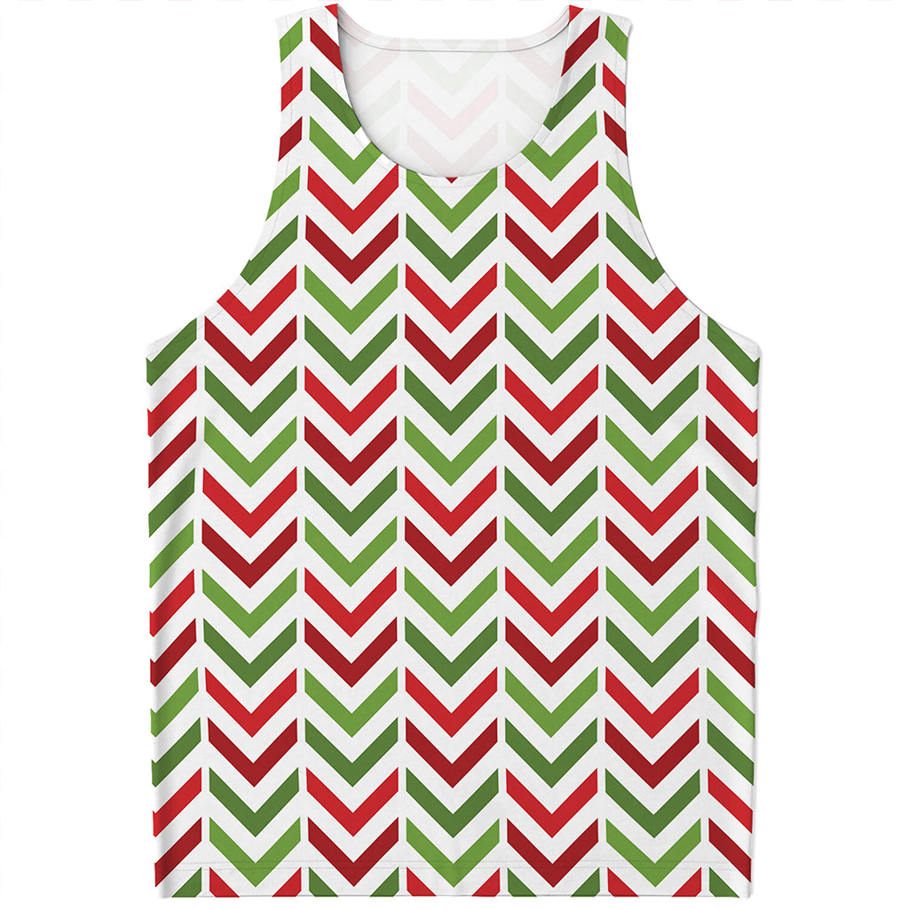 Zigzag Merry Christmas Pattern Print Men's Tank Top