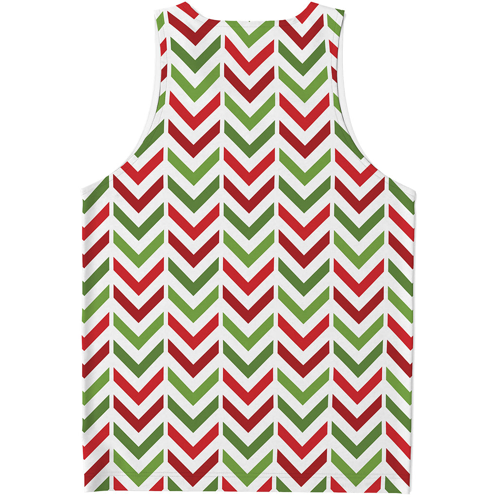 Zigzag Merry Christmas Pattern Print Men's Tank Top