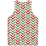 Zigzag Merry Christmas Pattern Print Men's Tank Top