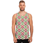 Zigzag Merry Christmas Pattern Print Men's Tank Top