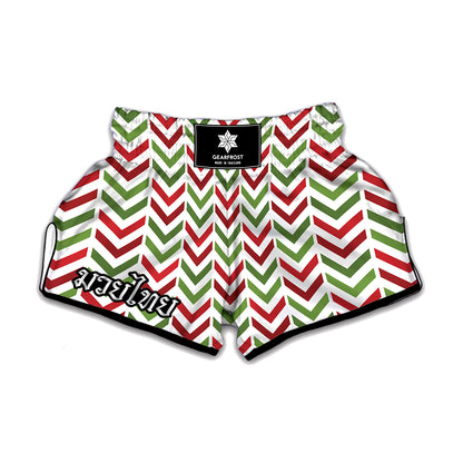 Zigzag Merry Christmas Pattern Print Muay Thai Boxing Shorts