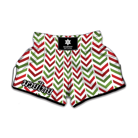Zigzag Merry Christmas Pattern Print Muay Thai Boxing Shorts