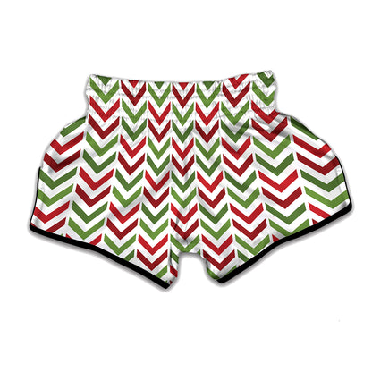Zigzag Merry Christmas Pattern Print Muay Thai Boxing Shorts