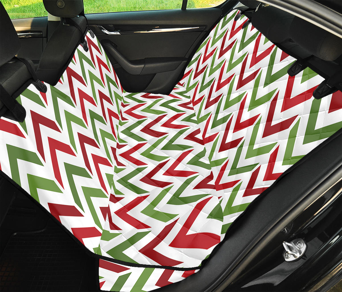 Zigzag Merry Christmas Pattern Print Pet Car Back Seat Cover