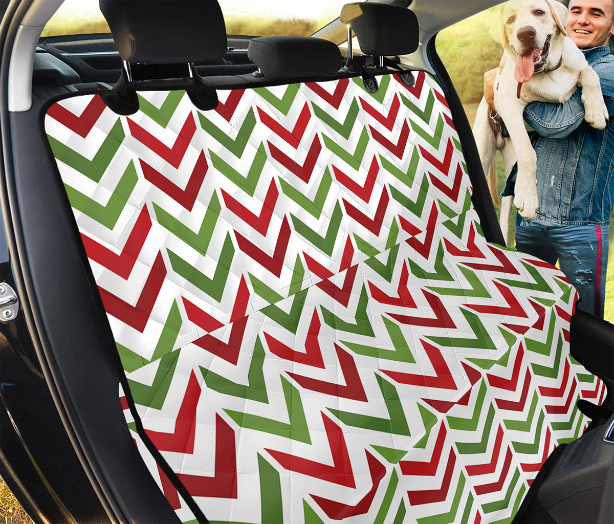 Zigzag Merry Christmas Pattern Print Pet Car Back Seat Cover