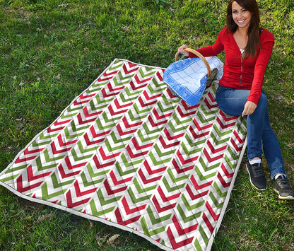 Zigzag Merry Christmas Pattern Print Quilt