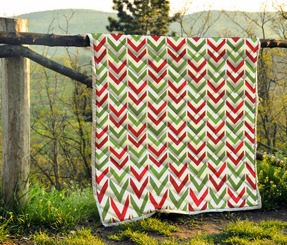 Zigzag Merry Christmas Pattern Print Quilt