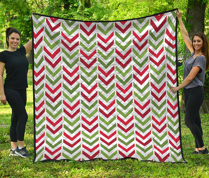 Zigzag Merry Christmas Pattern Print Quilt