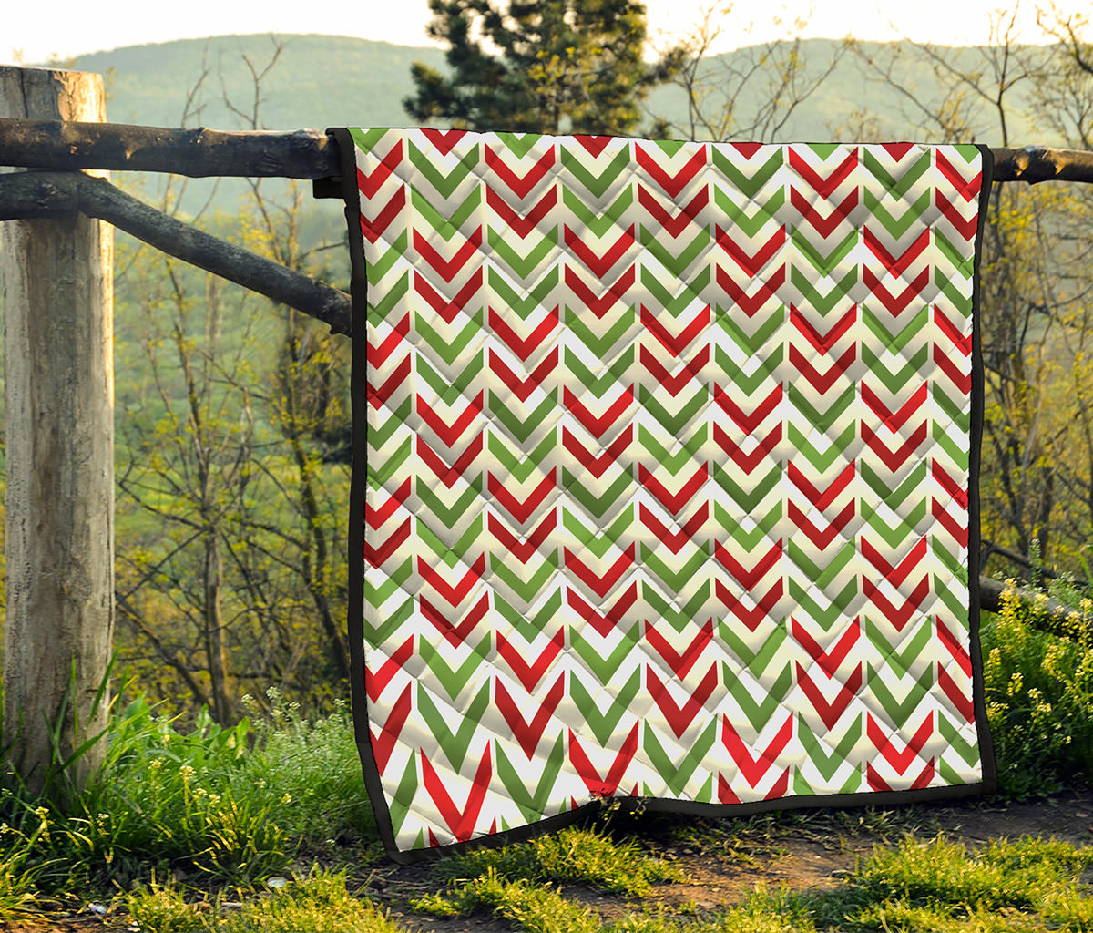 Zigzag Merry Christmas Pattern Print Quilt