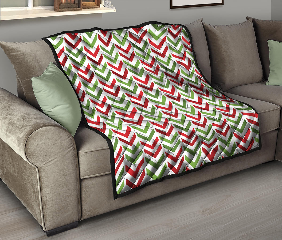 Zigzag Merry Christmas Pattern Print Quilt