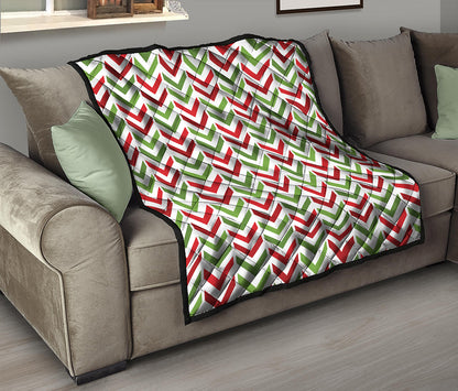 Zigzag Merry Christmas Pattern Print Quilt