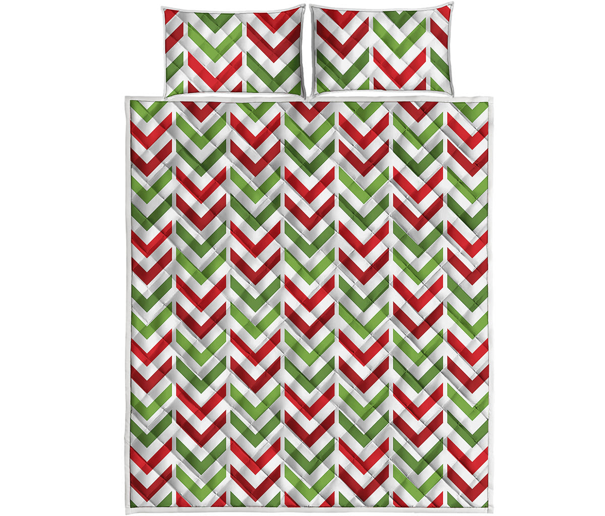 Zigzag Merry Christmas Pattern Print Quilt Bed Set