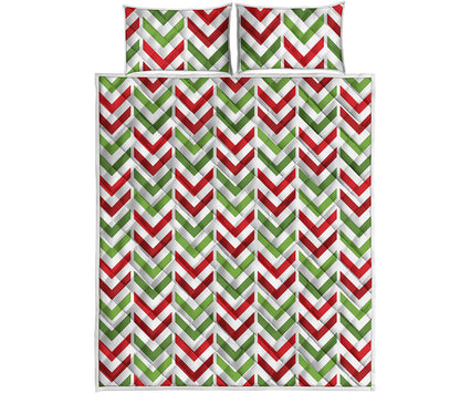 Zigzag Merry Christmas Pattern Print Quilt Bed Set