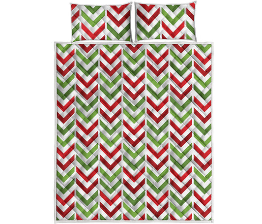 Zigzag Merry Christmas Pattern Print Quilt Bed Set