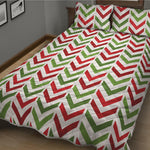Zigzag Merry Christmas Pattern Print Quilt Bed Set