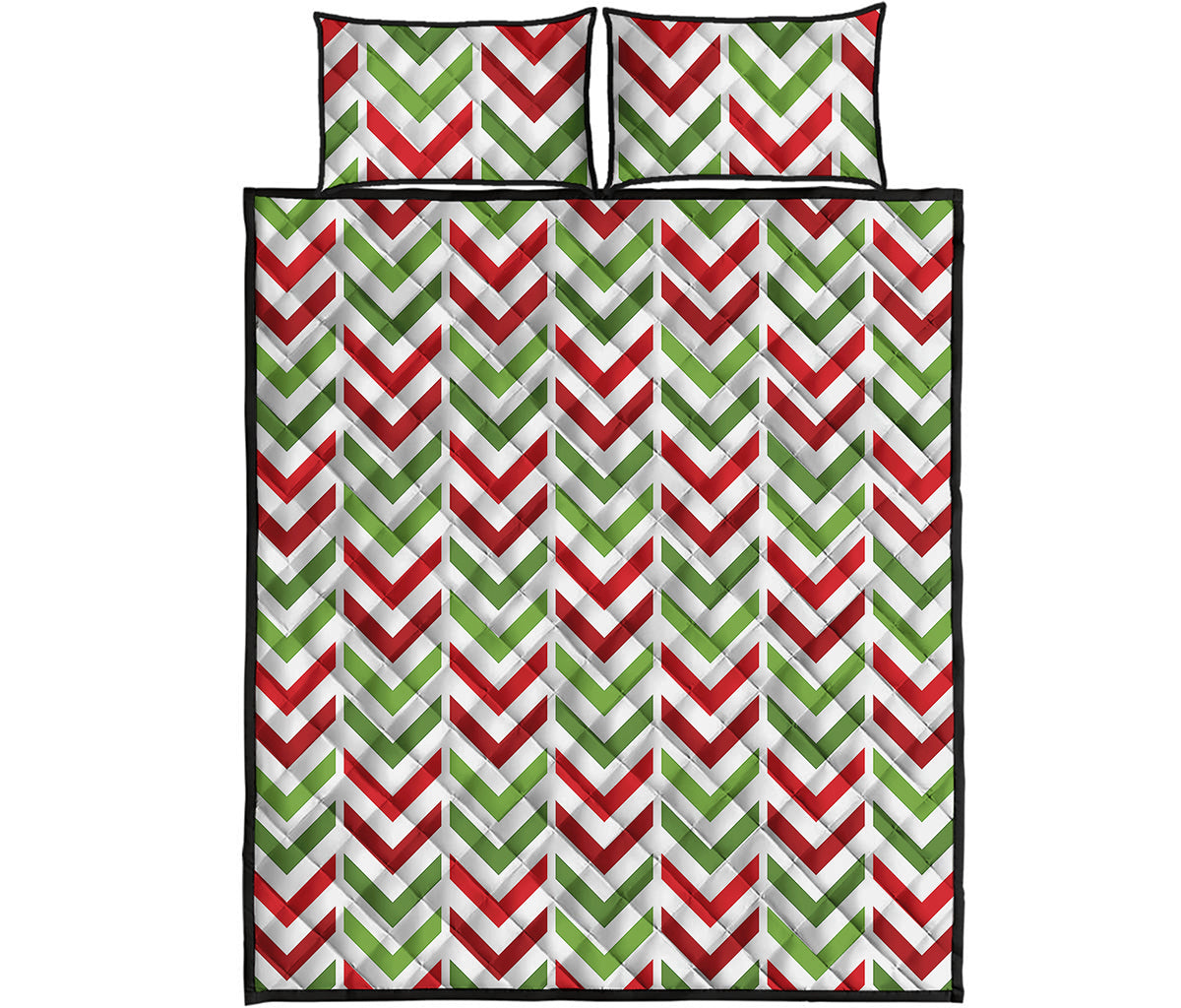 Zigzag Merry Christmas Pattern Print Quilt Bed Set