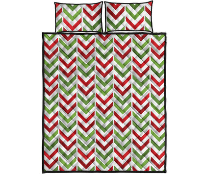 Zigzag Merry Christmas Pattern Print Quilt Bed Set