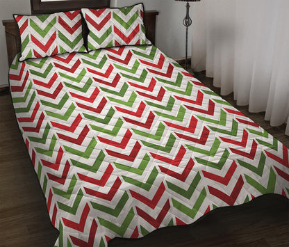 Zigzag Merry Christmas Pattern Print Quilt Bed Set