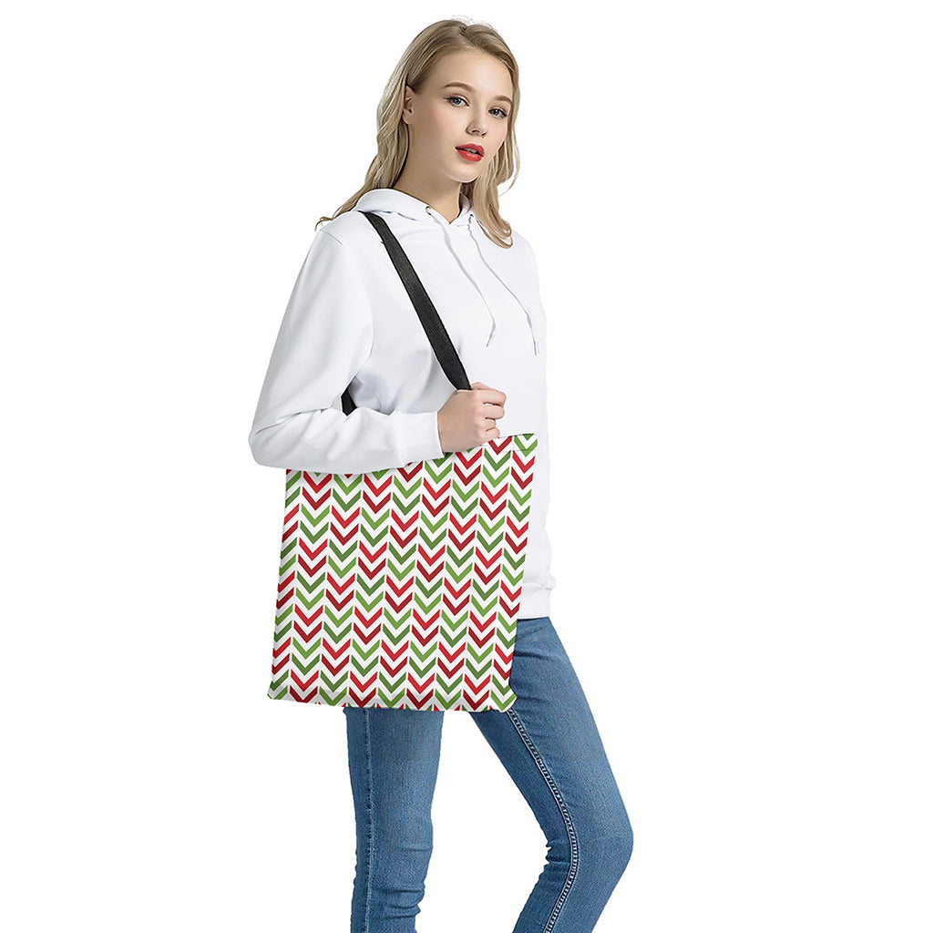 Zigzag Merry Christmas Pattern Print Tote Bag