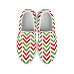 Zigzag Merry Christmas Pattern Print White Slip On Shoes