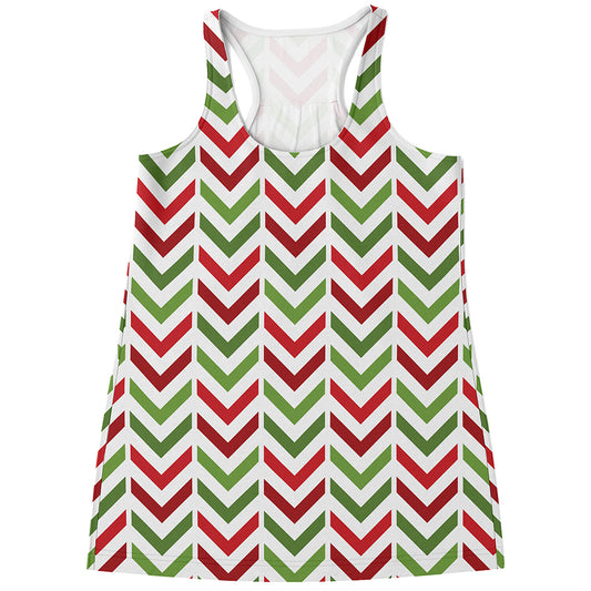 Zigzag Merry Christmas Pattern Print Women's Racerback Tank Top