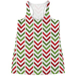 Zigzag Merry Christmas Pattern Print Women's Racerback Tank Top