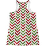 Zigzag Merry Christmas Pattern Print Women's Racerback Tank Top
