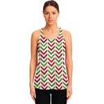 Zigzag Merry Christmas Pattern Print Women's Racerback Tank Top
