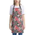 Zigzag Peony And Rose Pattern Print Apron