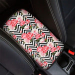 Zigzag Peony And Rose Pattern Print Car Center Console Cover