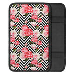 Zigzag Peony And Rose Pattern Print Car Center Console Cover