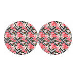 Zigzag Peony And Rose Pattern Print Car Coasters