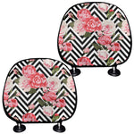 Zigzag Peony And Rose Pattern Print Car Headrest Covers