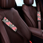 Zigzag Peony And Rose Pattern Print Car Seat Belt Covers