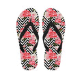 Zigzag Peony And Rose Pattern Print Flip Flops