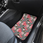 Zigzag Peony And Rose Pattern Print Front Car Floor Mats