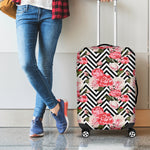 Zigzag Peony And Rose Pattern Print Luggage Cover