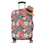 Zigzag Peony And Rose Pattern Print Luggage Cover