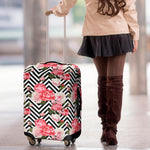 Zigzag Peony And Rose Pattern Print Luggage Cover