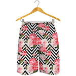 Zigzag Peony And Rose Pattern Print Men's Shorts