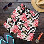 Zigzag Peony And Rose Pattern Print Men's Shorts