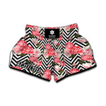 Zigzag Peony And Rose Pattern Print Muay Thai Boxing Shorts