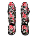 Zigzag Peony And Rose Pattern Print Muay Thai Shin Guards